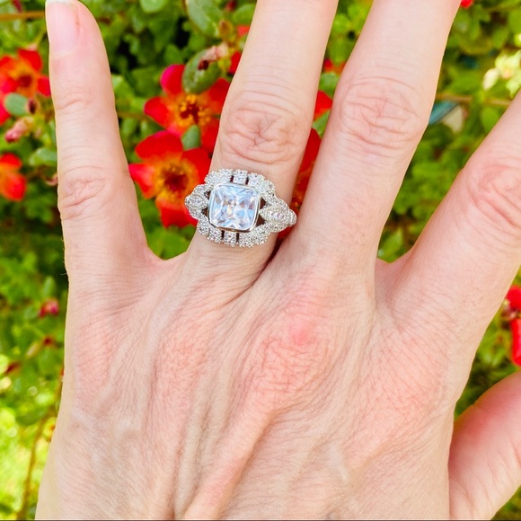 925 Silver Art Deco Statement Ring - Picture 7 of 8